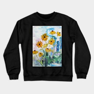 Loose Watercolor painting with yellow flowers Crewneck Sweatshirt